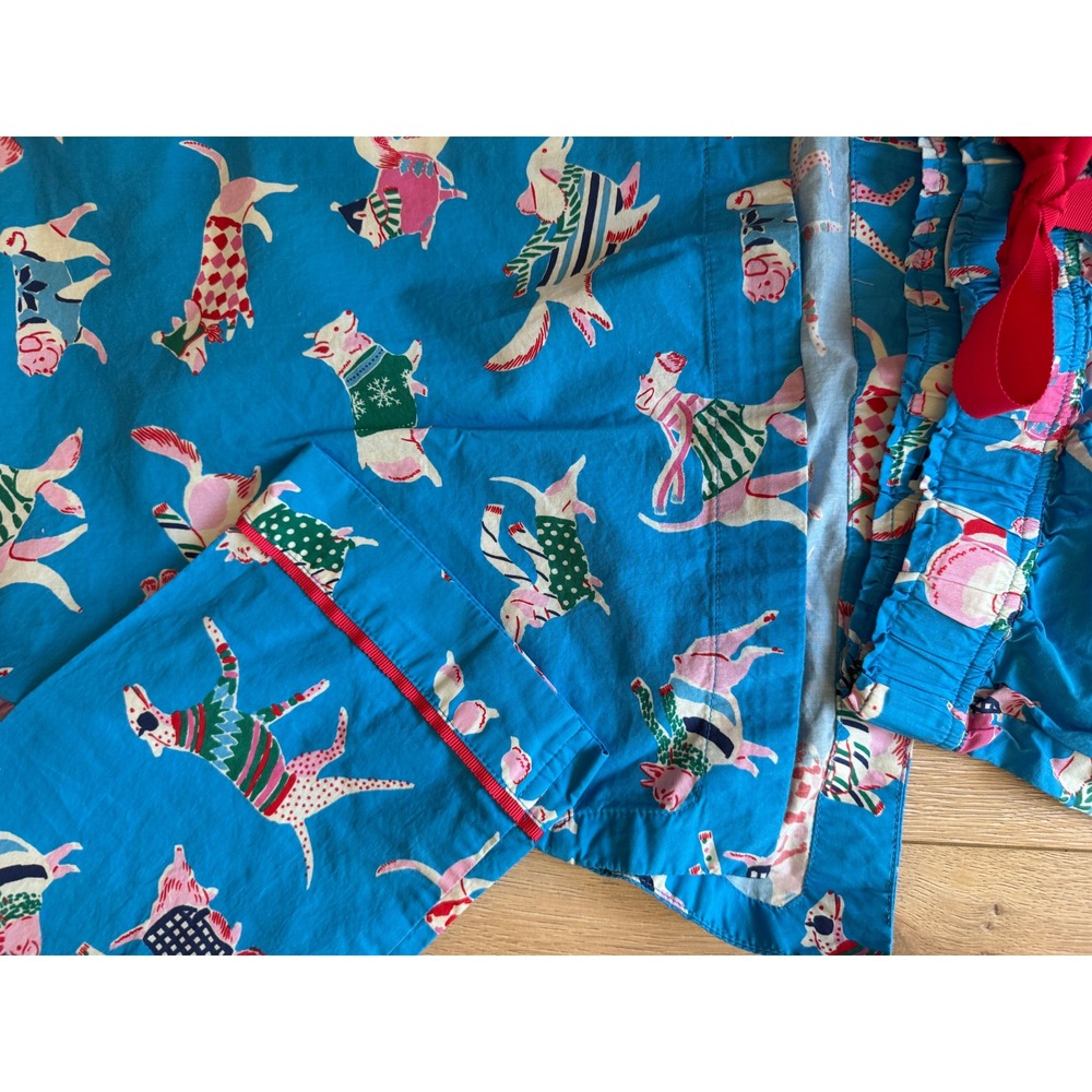 MERSEA Women's M Blue Dog Print Cotton Pajama Set Long Sleeve Button Top & Pants - Picture 10 of 10